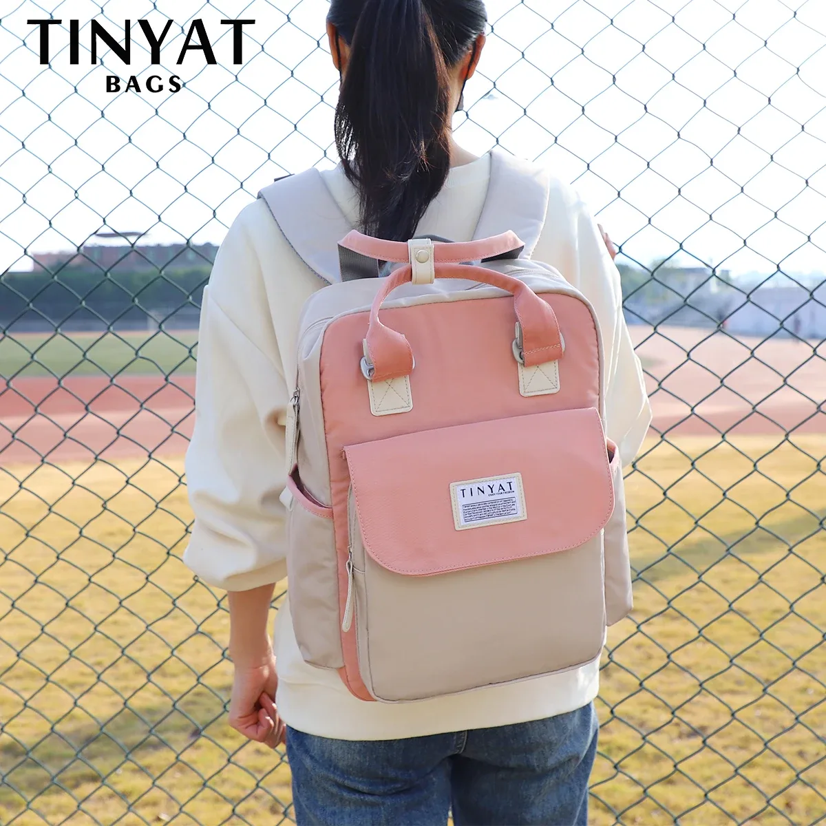 tinyat sac à dos antivol pour ordinateur portable pour femme sac à dos d'université étanche sac à dos de voyage d'affaires de 14 pouces avec fermeture éclair verrouillable