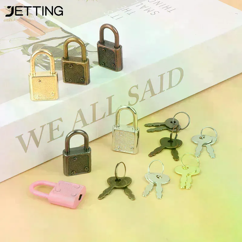 cadenas verrouiller métal serrure clé miniature voyage boite bijoux agenda valise or bronze rose