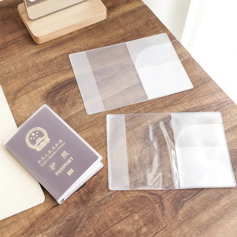 pochette de passeport en pvc transparente givrée, imperméable, anti-poussière, durable, protection des documents, voyage, voyage d'affaires, utilisation quotidienne en extérieur