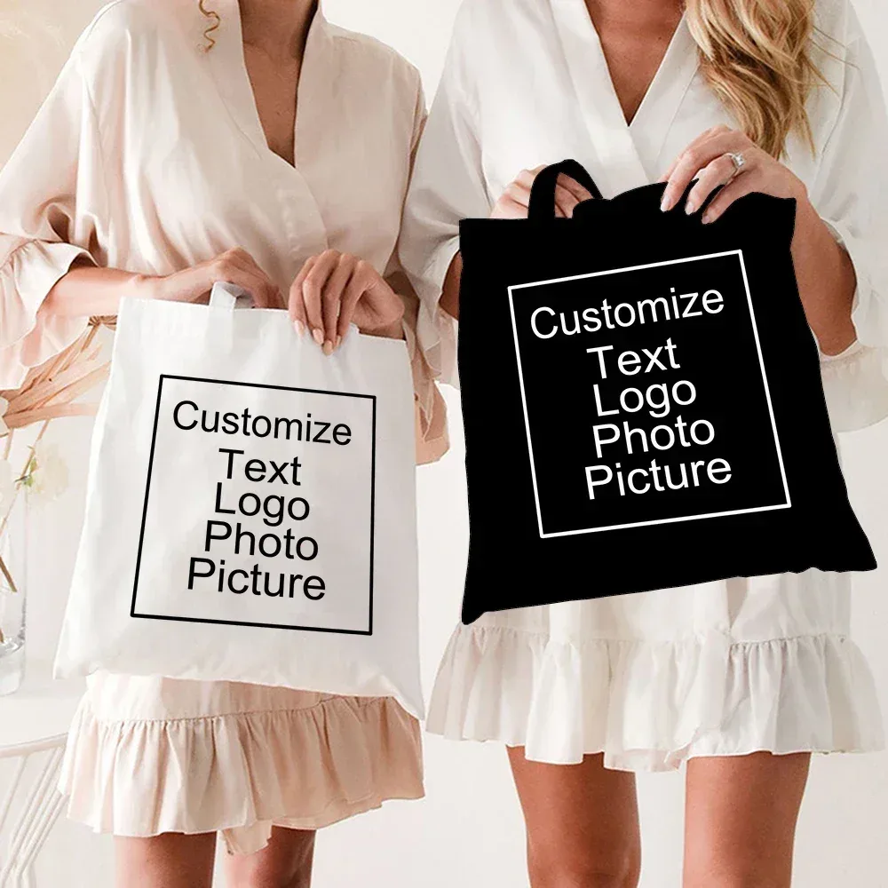 ajouter votre logo sac fourre-tout en toile personnalisable grands sacs à main de créateur pour femmes sacs à provisions pour l'épicerie tissu de shopping