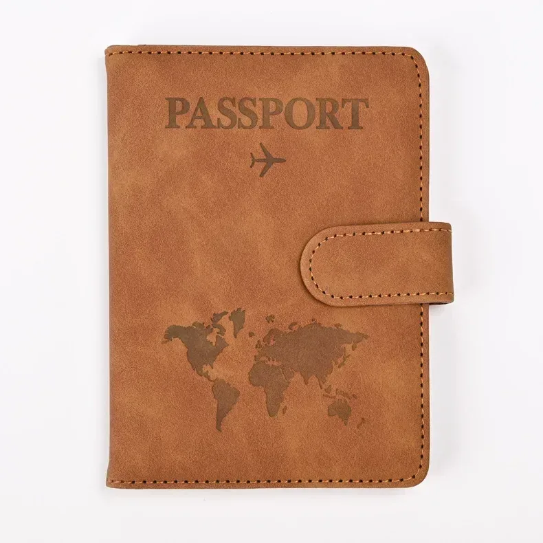 porte-passeport en cuir, portefeuille de voyage avec fente pour carte d'identité et carte de crédit, housse de passeport en cuir pu, protection de passeport bloquant rfid