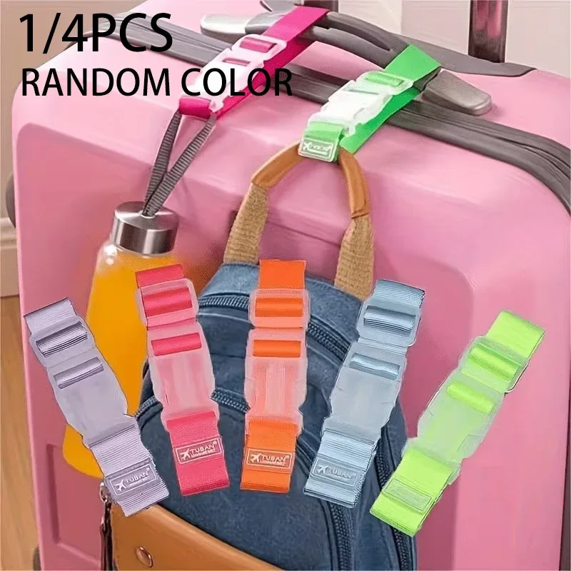 sangle de bagage portable et sécurisée avec crochet et boucle — ceinture d'emballage pour valise de voyage, attache de bagage et sangle de fixation (1/4 pièces)