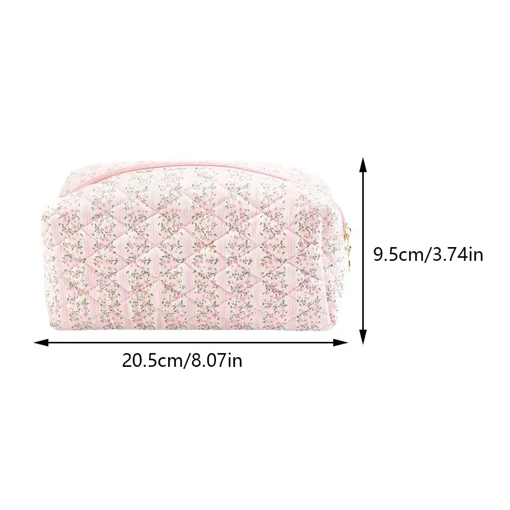 sac à cosmétiques floral pour femmes, grande capacité, en coton, esthétique, sac de toilette, fermeture éclair, sac organisateur rembourré, sac à main quotidien pour filles