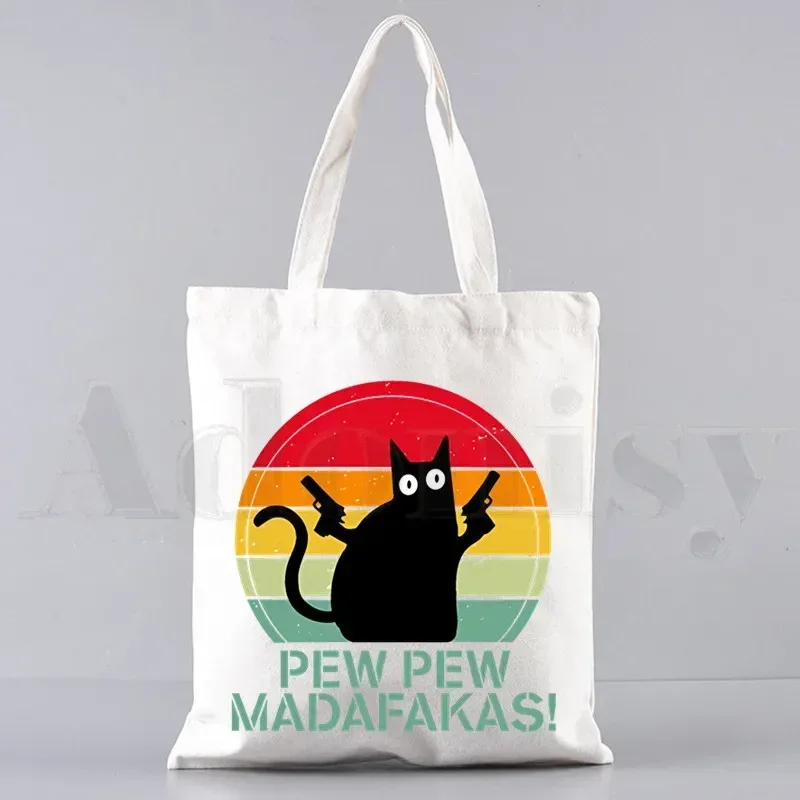 pew pew madafakas sac fourre-tout unisexe sacs en toile sacs à provisions imprimé sac à bandoulière décontracté pliable