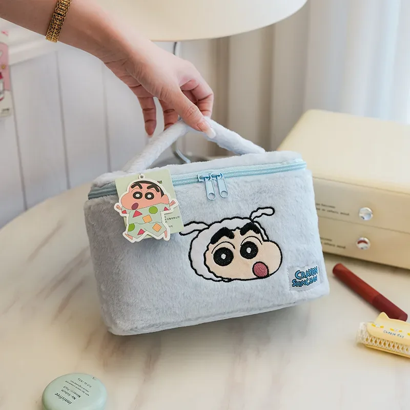 trousse toilette feutre rose vert personnages animés shin-chan maquillage voyage compact rangement cosmétiques usage femmes hommes jeunes adolescents
