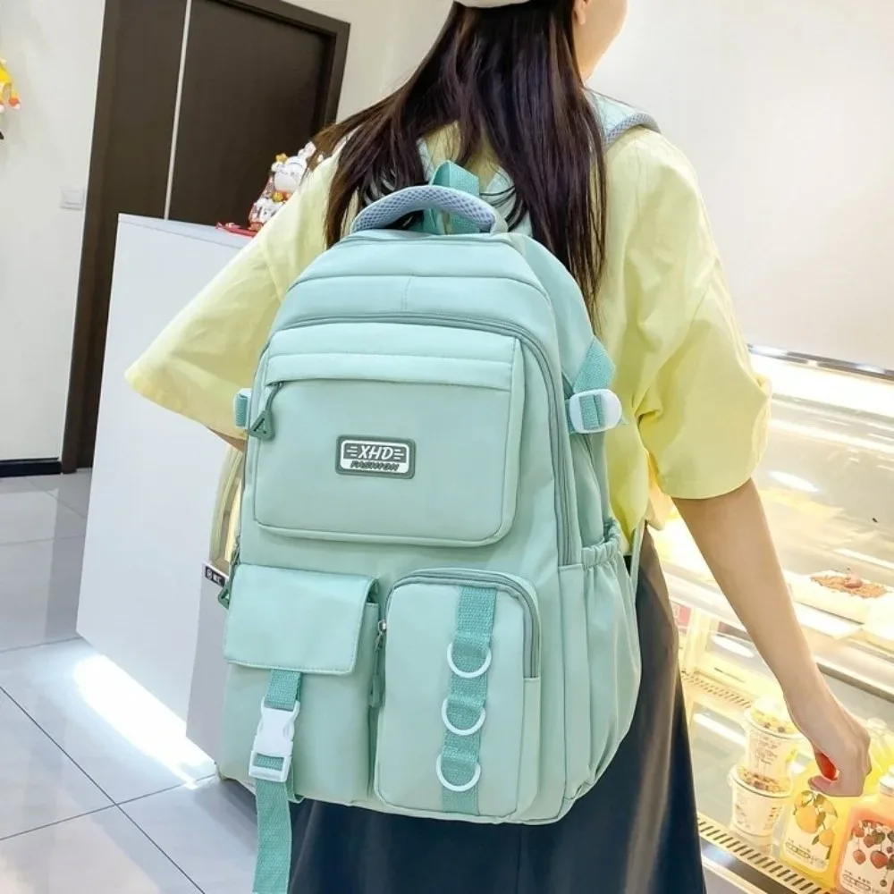 sac à dos scolaire en nylon grande capacité, multi-poches, pour ordinateur portable, résistant à l'eau, bretelles rembourrées réglables