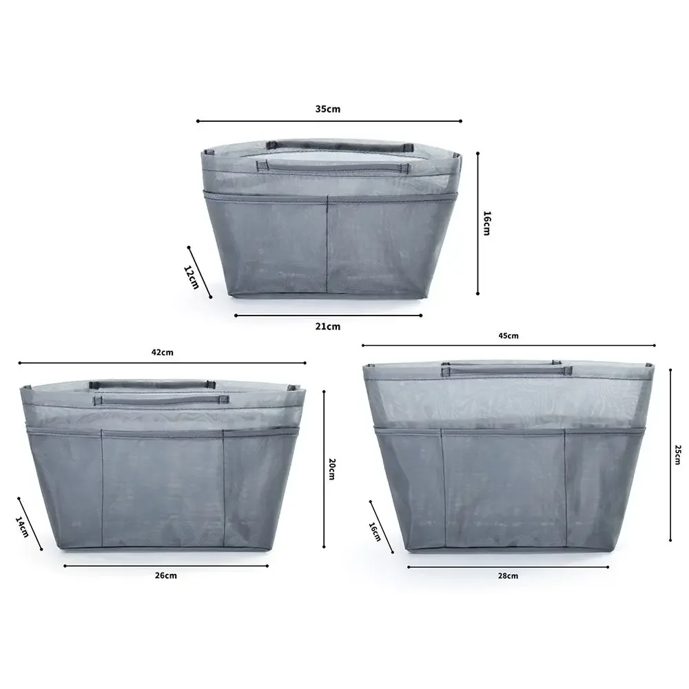 nouveau sac intérieur en maille de nylon, grande capacité, anti-affaissement, sac fourre-tout, extensible, multi-poches, poche insérée pour sac longxiang