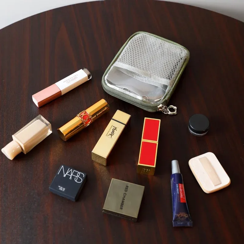 1 pièce - trousse de maquillage portable transparente avec compartiments tactiles, sac de rangement de voyage pour écouteurs bluetooth et chargeurs, sac de rangement pour portefeuille et trousse de toilette