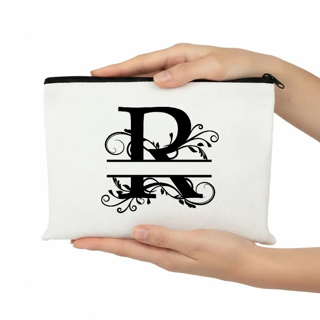 1pc trousse de maquillage personnalisable avec monogramme - pochette de voyage légère, pliable et durable avec fermeture éclair et impression de lettres personnalisées