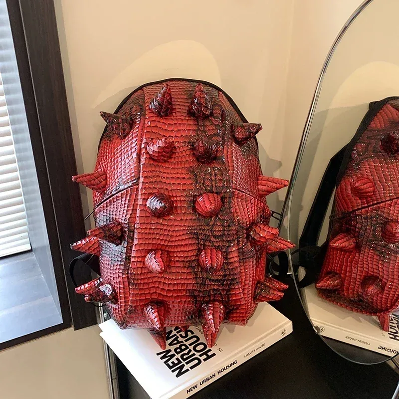 sacs à dos en pu en forme de hérisson, grande capacité, haute qualité, design unique, personnalité, unisexe, nouveau style à la mode 2024