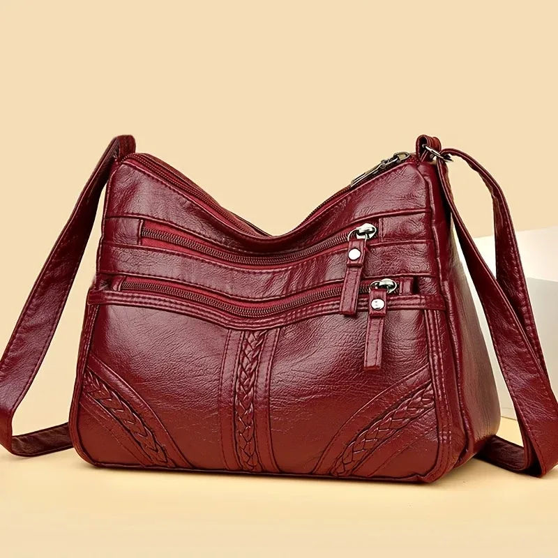 sac bandoulière matelassé multicolore élégant, sac à main en cuir souple pour femme avec bandoulière réglable, idéal pour le quotidien