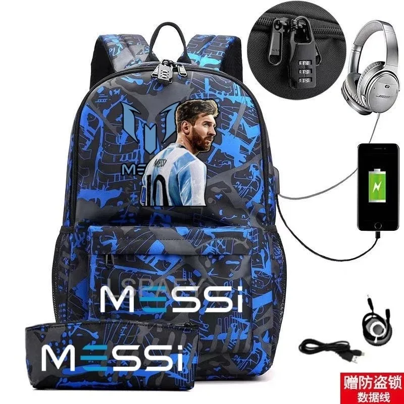 sac à dos messi tendance avec port usb antivol, grande capacité, pour femmes, hommes, adolescents, sacs d'école décontractés pour lycéens, mochilas