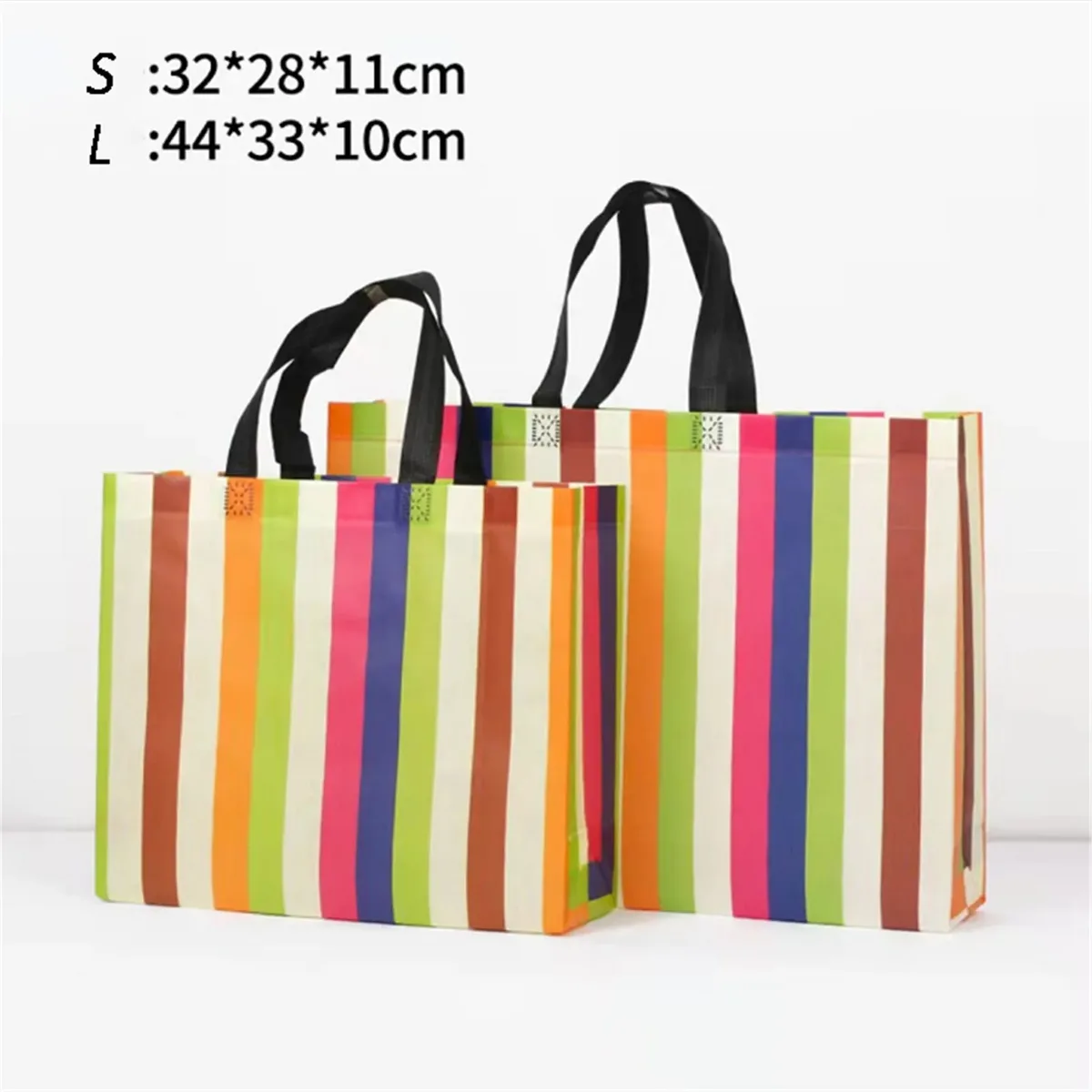 sac fourre-tout écologique en tissu non tissé, sac à bandoulière, sac à main pliable à rayures pour les voyages, les courses et les activités de plein air