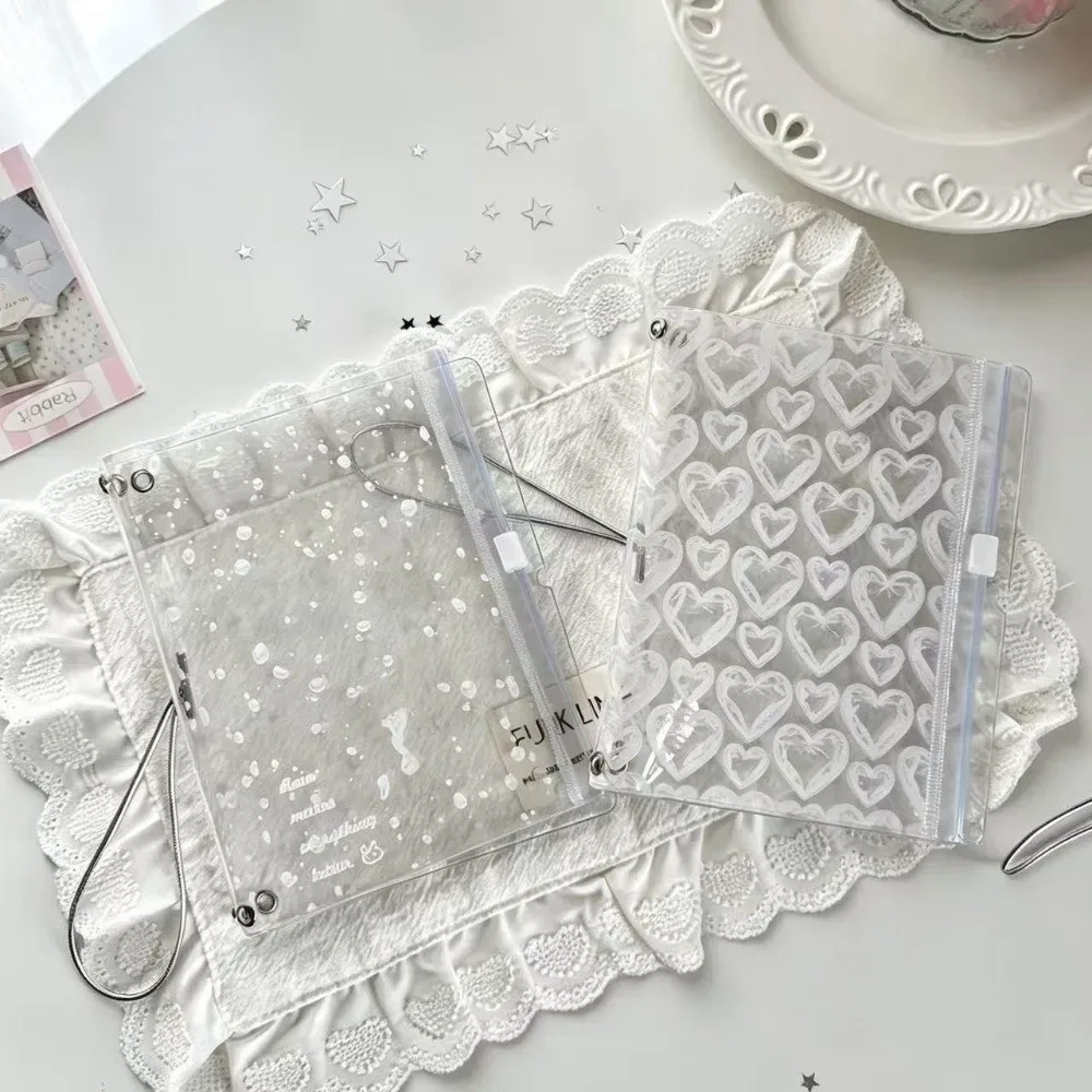 couverture de carnet en pvc durable tn, imprimé à pois, avec poche zippée, couverture de journal, porte-passeport transparent