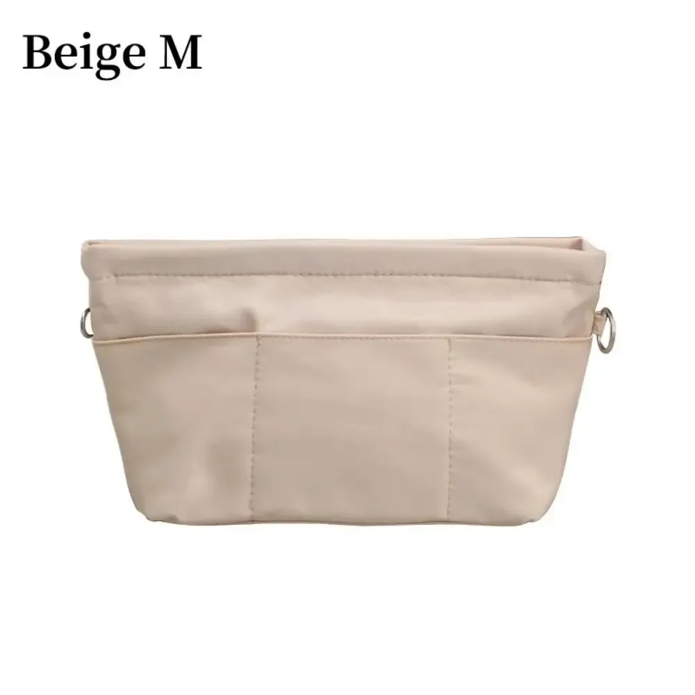 pochette cosmétique nylon beige compartiments fermeture glissière organisateur voyage femmes capacité grande multipoches sécurité antivol