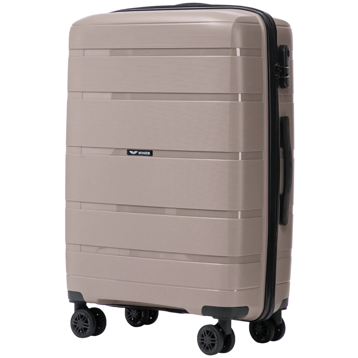 valises en polypropylène 20 ", 24 ", 28 " / 75 × 50 × 30 cm / 65 × 44 × 25 cm / 55 × 39 × 20 cm, couleur hawfinch champagne, résistantes aux dommages, télescopiques, 4 roulettes 360° °   double roulettes, serrure à combinaison, poignées latérales et supérieures