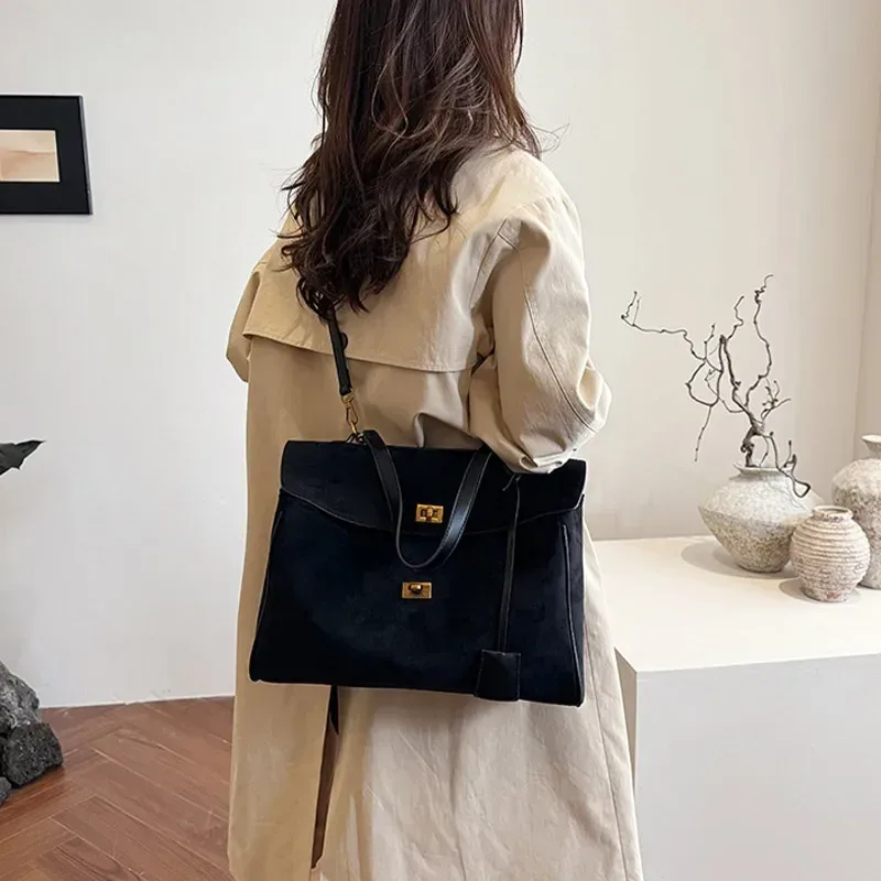sac à main en cuir group pour femme, marque de luxe, marron, daim givré, fourre-tout localité, à la mode