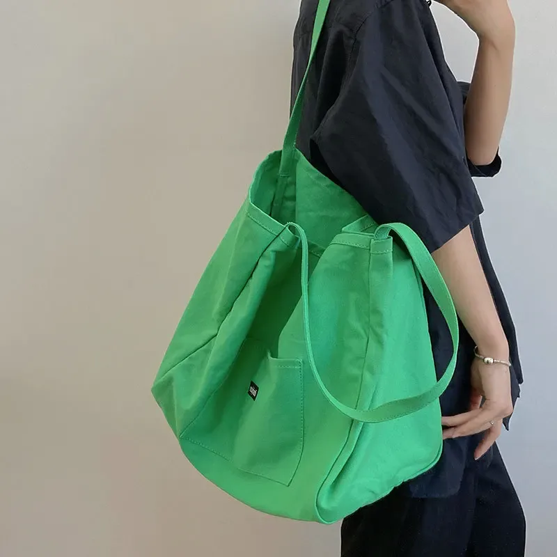 sac en toile de haute qualité réutilisable shopping sac à bandoulière femmes simple décontracté usage quotidien sac à main fourre-tout femme portable pliant sac à main