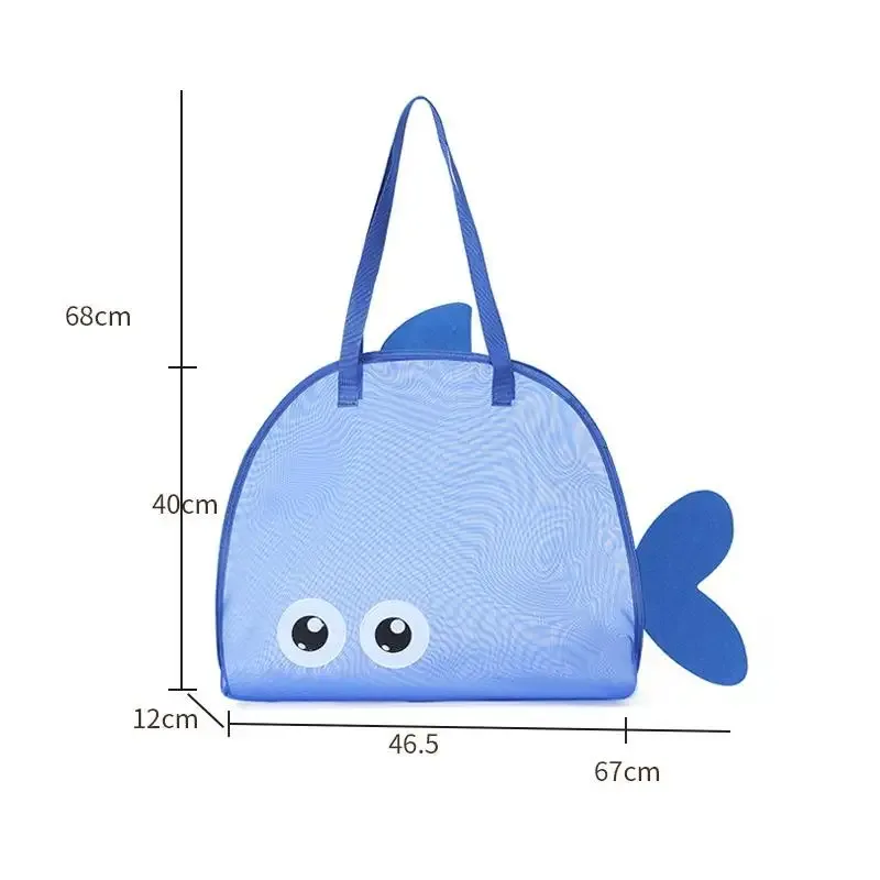 sac de rangement mignon de grande capacité, portable, pliable, en maille, pour organiser les jouets de plage, les voyages et les sports de plein air.