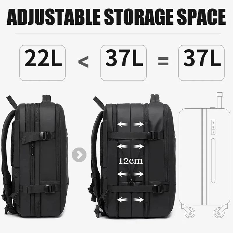 sac dos oxford université noir bandes grises poche latérale port usb sangles respirantes grande capacité voyage étanche