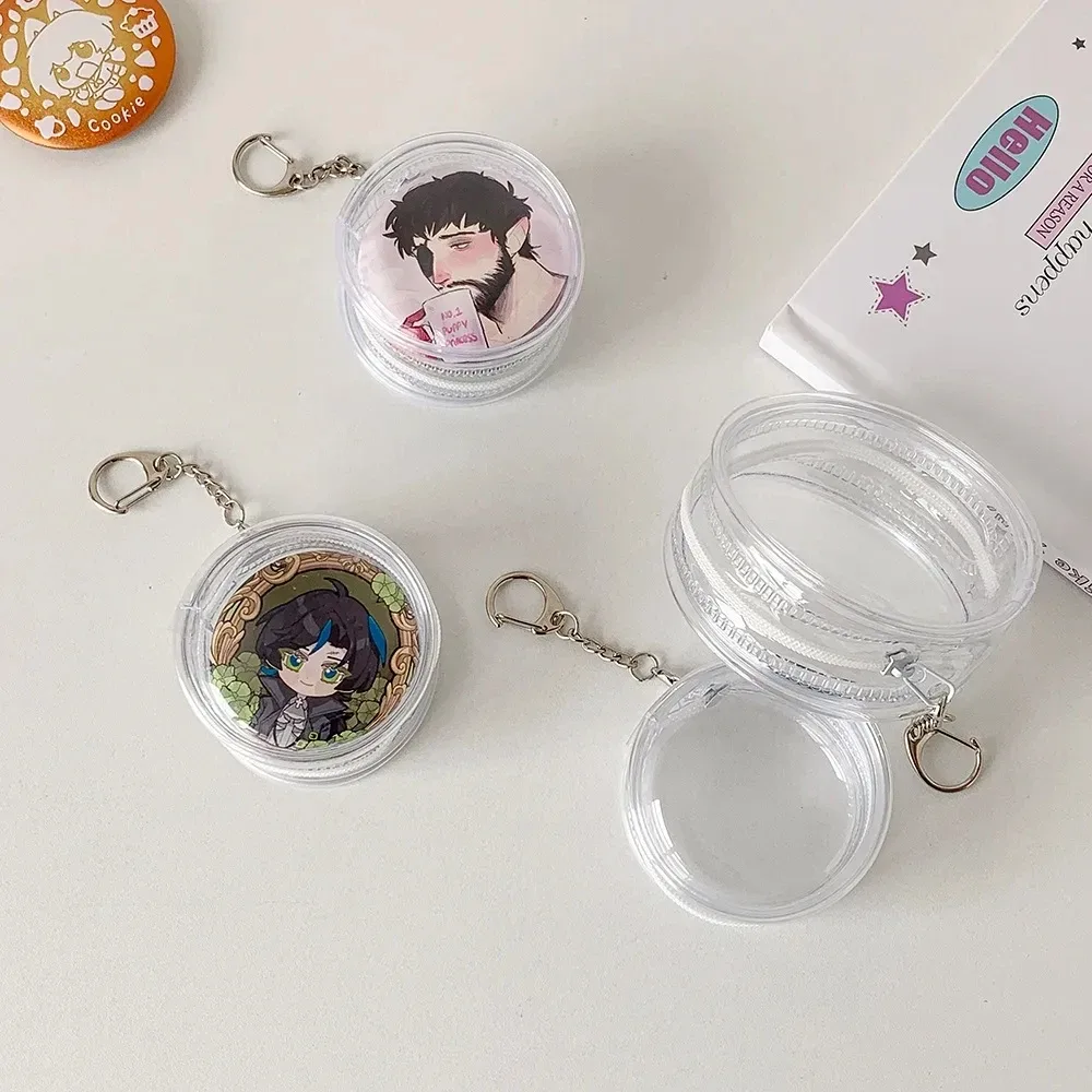 sac de présentation rond transparent en pvc pour badges, porte-épingles, vitrine pour figurines, sac à dos mignon pour bébé qui marche
