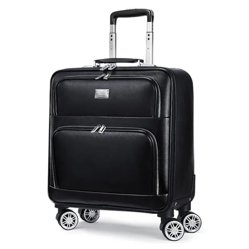 valise cuir vache noir grain cuir format main toupie roues unisexe voyage business voyage