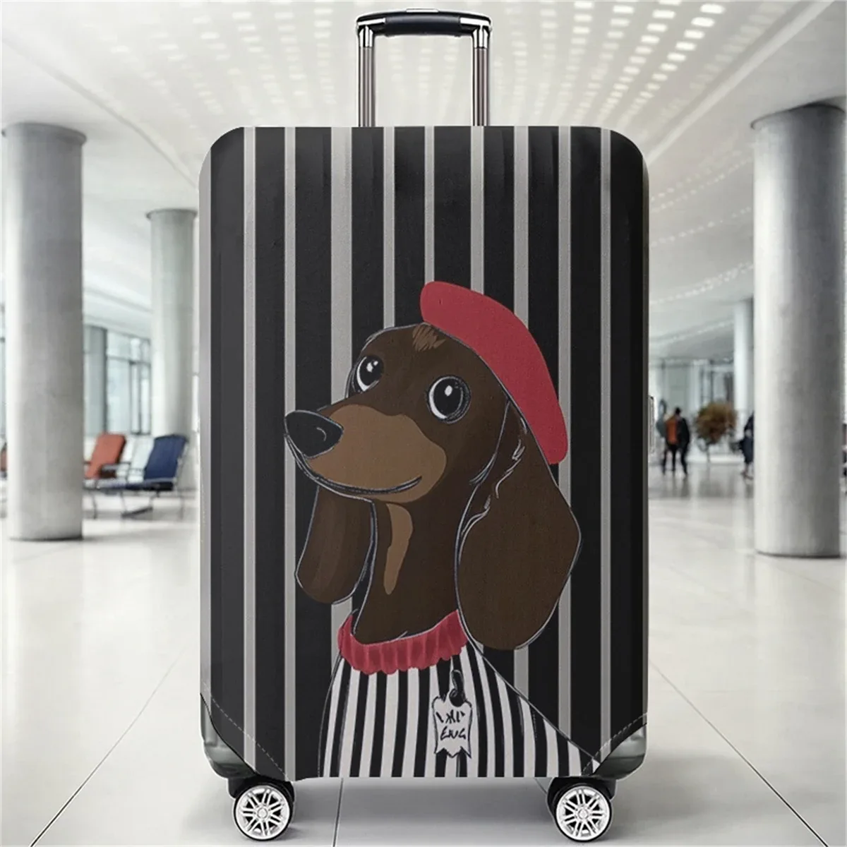 housse de protection pour bagages à motif chien saucisson, adaptée aux housses de bagages de 18 à 32 pouces, gants pour poignée de bagage, accessoires de voyage