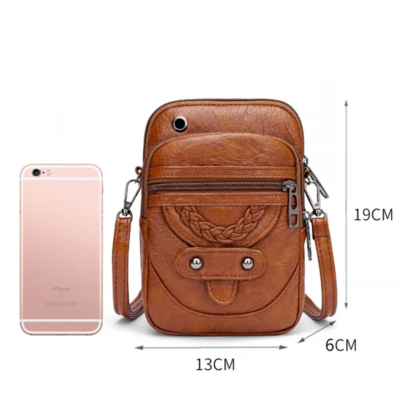 petit sac à bandoulière multifonctionnel en cuir pu souple pour femmes, sac à bandoulière vintage, porte-monnaie pour téléphone portable, sac à main baga
