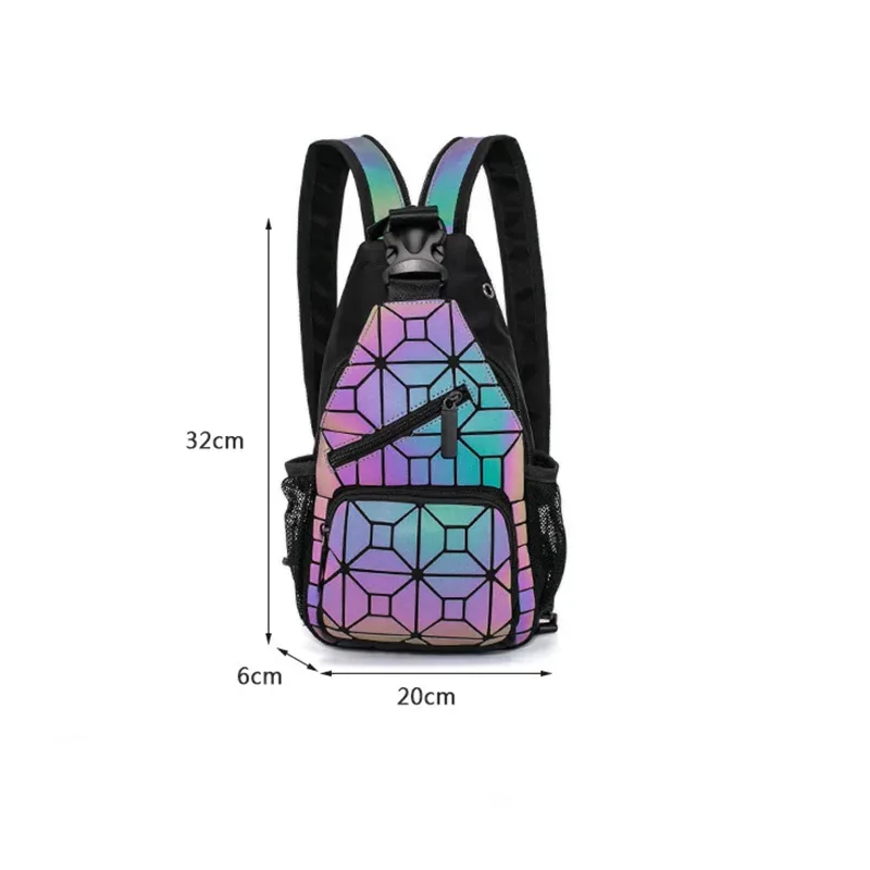 sac à dos géométrique lumineux à paillettes pour femmes, sac à dos d'école pour adolescentes, mochila feminina 2024