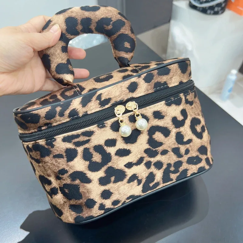 sac de maquillage léopard personnalisé, pochette de voyage portable de grande capacité pour cosmétiques, organisateur, mallette de rangement à fermeture éclair, sacs à main