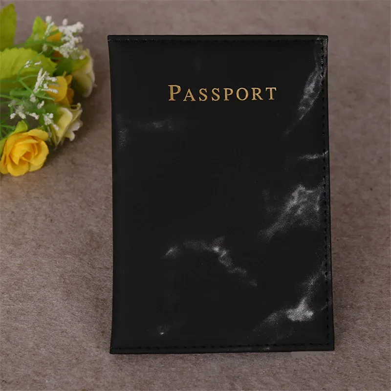 mode femmes hommes passeport couverture en cuir pu marbre style voyage id carte de crédit porte-passeport paquet portefeuille sac à main sacs pochette