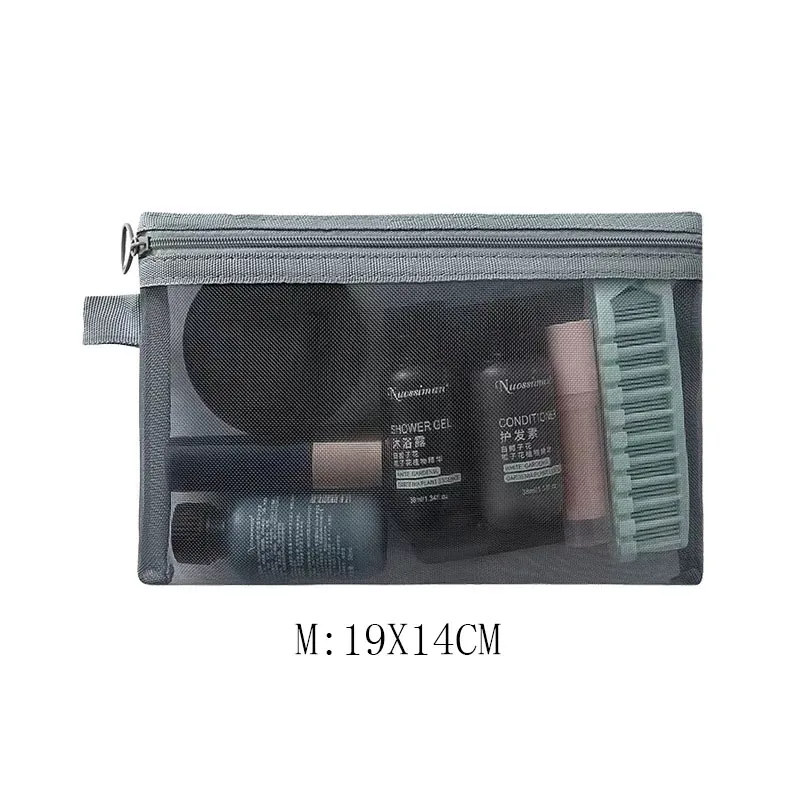 mode petit grand organisateur noir pochette de toilette et de maquillage maille transparente fermeture éclair sac cosmétique femmes organisateur nécessaire