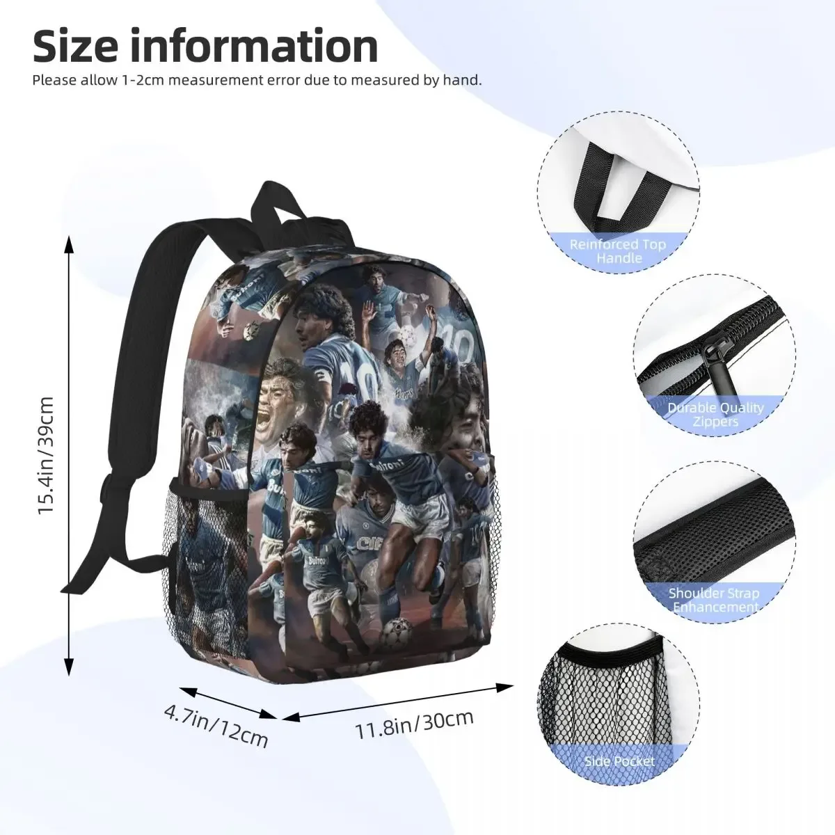 diego maradona d10 sac à dos étudiant garçons filles bookbag enfants sac d'école ordinateur sacs à bandoulière pour hommes femmes