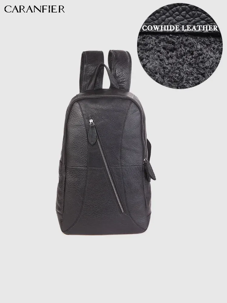 sac dos cuir véritable marron foncé poignées boucles métalliques pochette latérale bandoulière arquée fermeture éclair informatique voyage