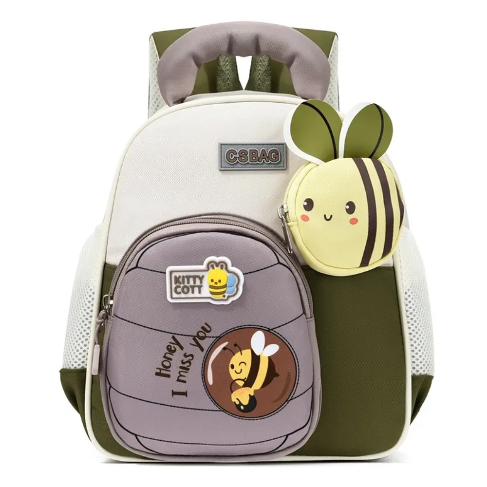 sac à dos pour enfants motif petite abeille de dessin animé, bretelles élargies, ergonomique, léger, soulage la charge, sac à dos pour la maternelle.