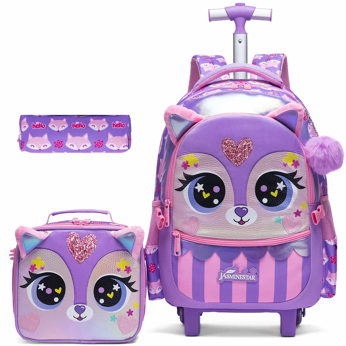 Sac à dos à roulettes pour filles, ensemble de sacs d'école à roulettes, valise de voyage pour élèves du primaire, sac à dos trolley mignon avec roulettes