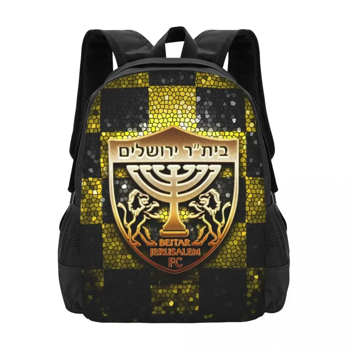 sac dos polyester noir imprimé lion hébraïques compartiments pratiques voyage adolescents école université travail mode