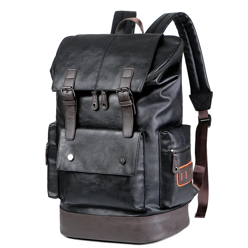 sac dos cuir pu noir grande capacité poignée souple bandoulière arquée antivol décontracté ordinateur portable hommes voyage école affaires