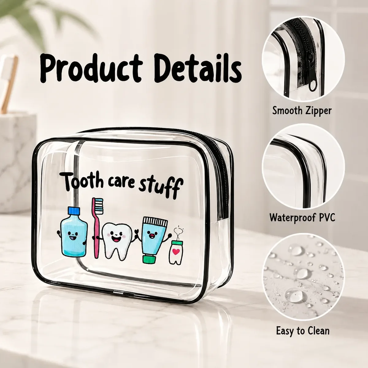 sac fourre-tout transparent multifonctionnel - étui de transport transparent à fermeture éclair pour articles de toilette, maquillage, électronique, idéal pour les voyages, la salle de sport, l'aéroport