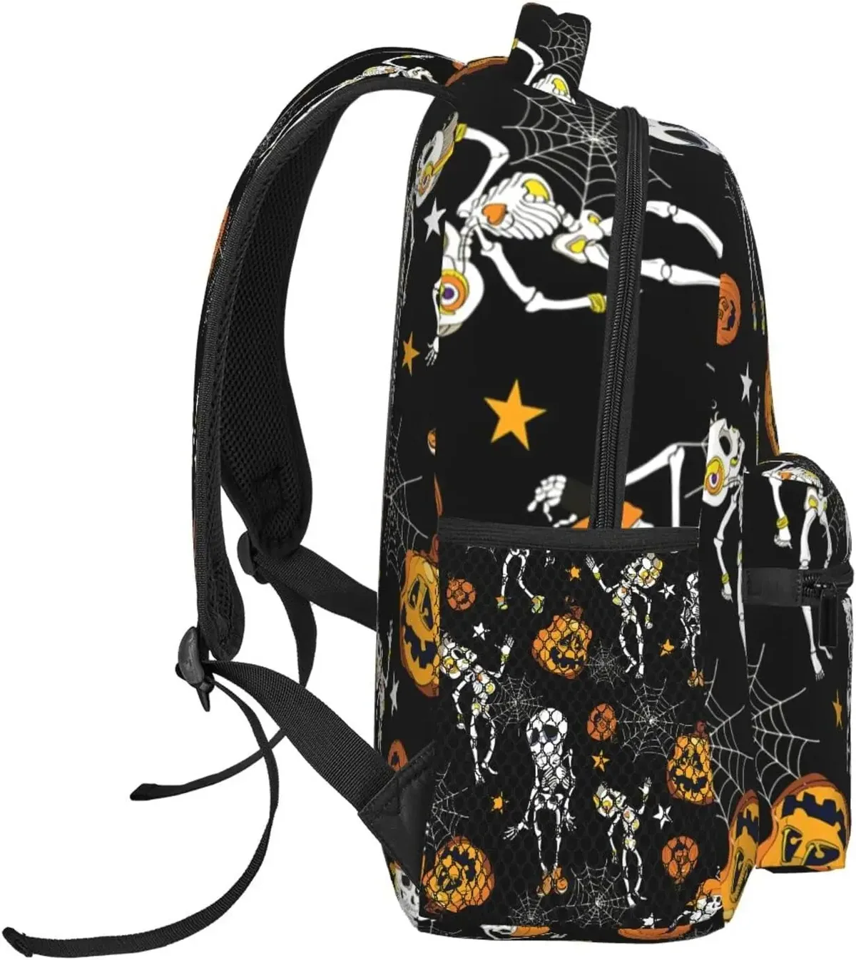 sac à dos décontracté avec poches pour ordinateur portable, sacoche de jour pour voyage, motif de lettres et citrouilles, halloween