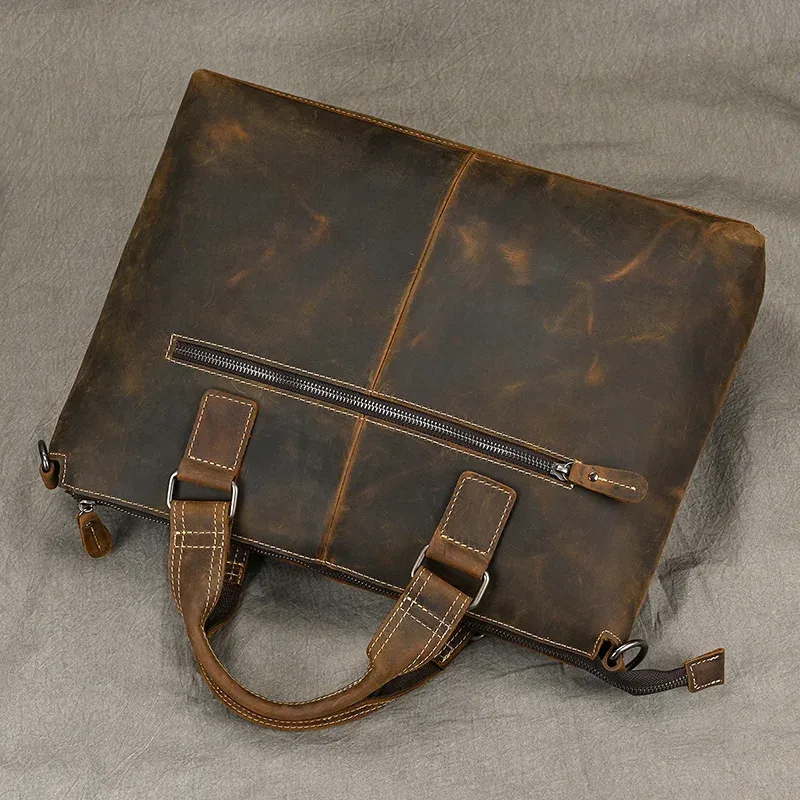 mode crazy horse mallette en cuir sac hommes sacs pour ordinateur portable hommes officetote sac en cuir de vache sac à main a4 portefeuille hommes sacs à main