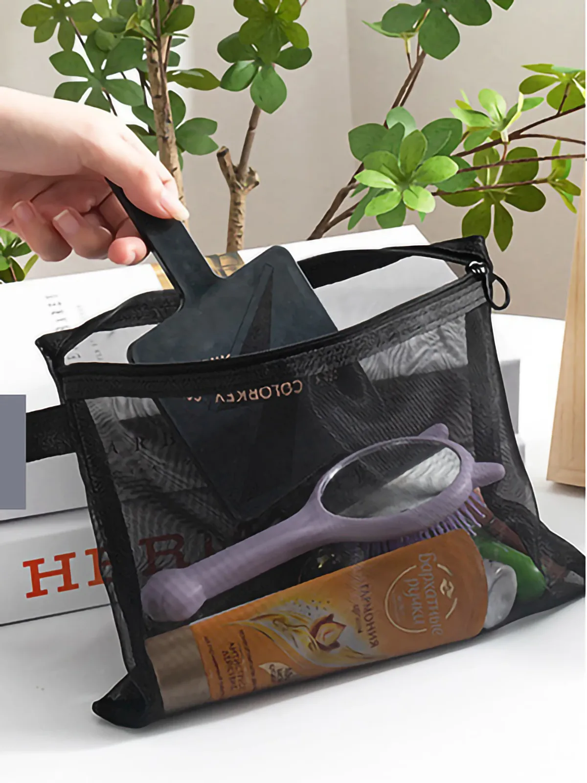 sacs à cosmétiques transparents en maille pour femmes, trousse de maquillage noire, étui de rangement de toilette de voyage portable, pochette de rangement de rouge à lèvres, cadeau, 1/5/10 pièces