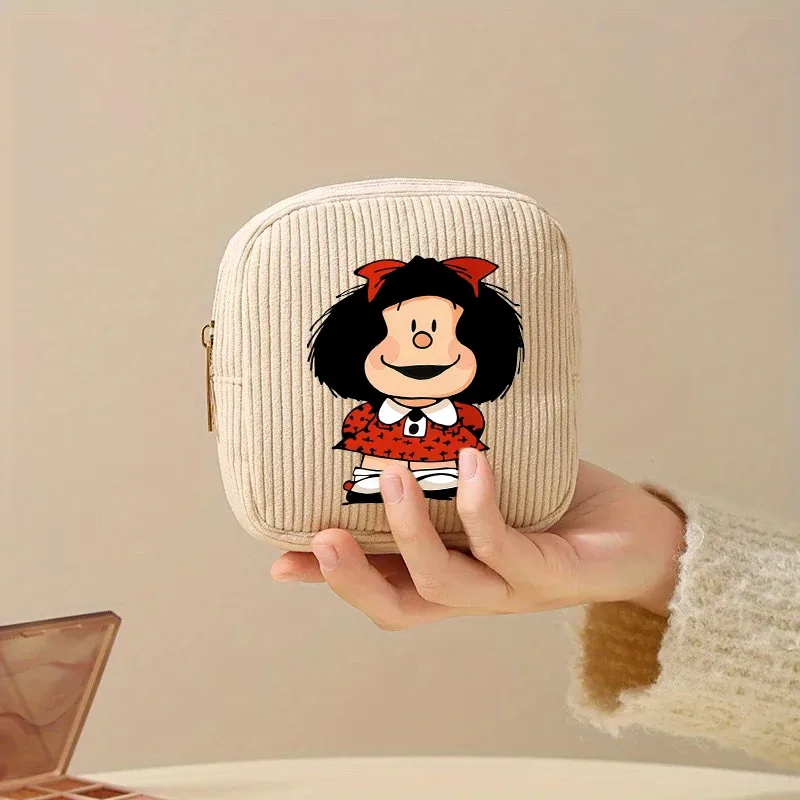 mini trousse de maquillage en velours côtelé mafalda pour femme - et cosmétique compact adapté aux voyages, trousse de toilette miniature adaptée à un usage quotidien