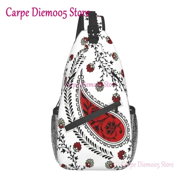 sac à bandoulière bandana paisley noir pour sac à dos à bandoulière sac de poitrine décontracté sac à dos pour randonnée marche vélo voyage cyclisme
