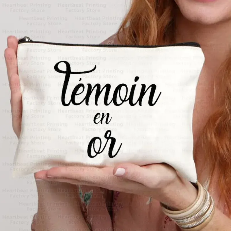 témoin sac de témoin nom doré sac cadeau de mariage kit d'enterrement de vie de jeune fille sac sacs de maquillage sacs de toilette de demoiselle d'honneur merci sac cosmétique