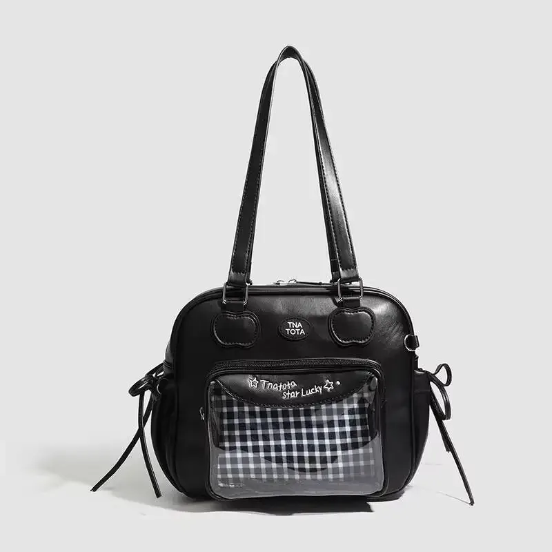 y2k nouveau japonais harajuku ita sac grande capacité sac à bandoulière mignon fille sac transparent bricolage badge affichage mode sacs à bandoulière
