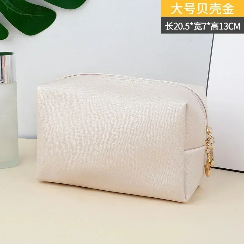 sacs à cosmétiques en cuir pu avec fermeture éclair pour femme, trousse de maquillage, étui à rouge à lèvres, trousses de toilette étanches, petit et grand, mode féminine, 1pc