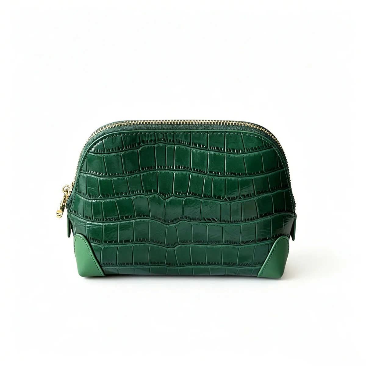 nouvelle trousse de maquillage portable de luxe en cuir véritable bleu à motif crocodile, sac cosmétique de voyage, étui de rangement pour articles de toilette