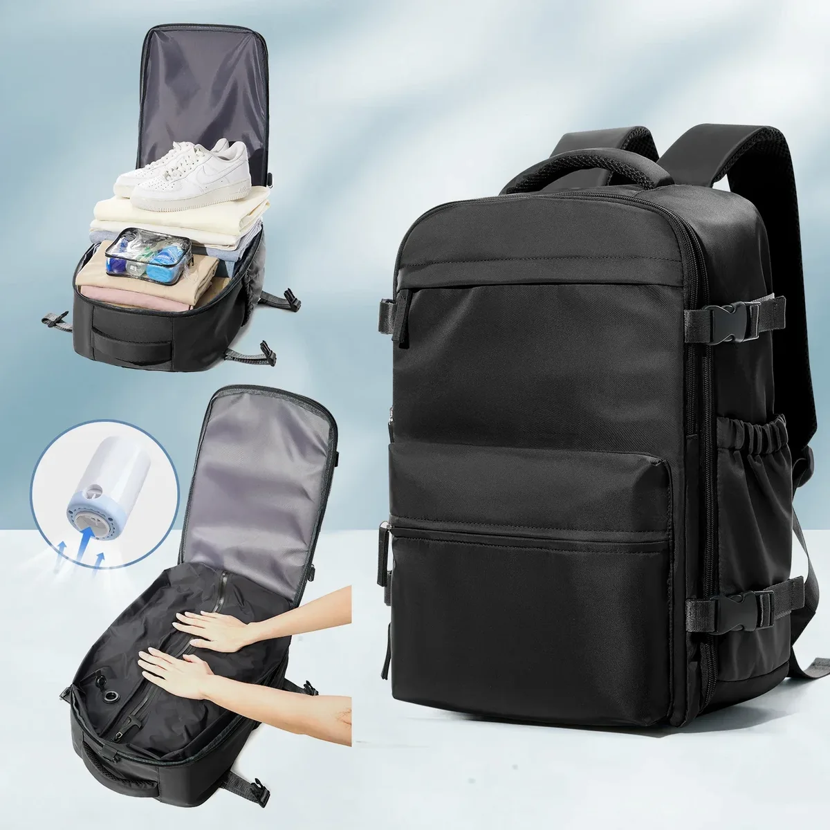 sac à dos de voyage extensible sous vide grande capacité pour ordinateur portable, idéal pour hommes, femmes et professionnels