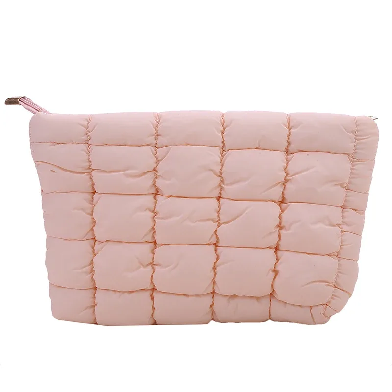 pochette de maquillage rembourrée et matelassée pour femmes, sac de rangement de maquillage bouffant, grand sac de rangement de cosmétiques, pochette à main, étui de beauté